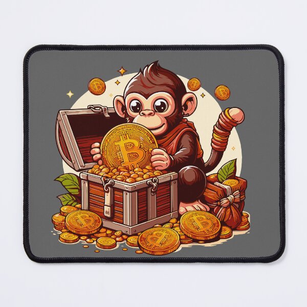 Item preview, Monkey with a chest full of bitcoins designed and sold by CryptoFunMerch.