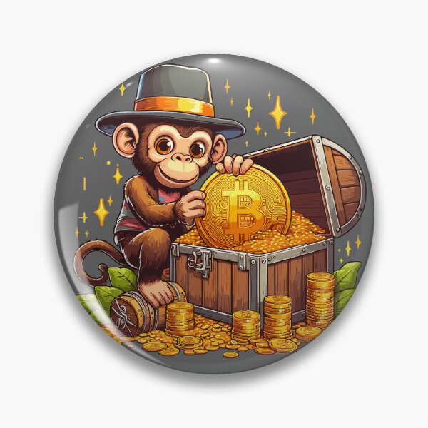 Artikelvorschau, Ein Affe mit einer Truhe voller Bitcoins entworfen und verkauft von CryptoFunMerch.