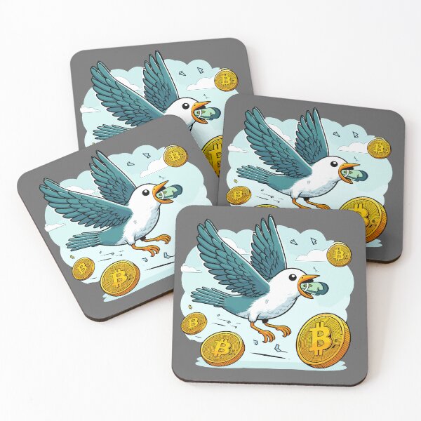 Item preview, A bird flying in the sky with a wad of dollar bills in its beak. designed and sold by CryptoFunMerch.