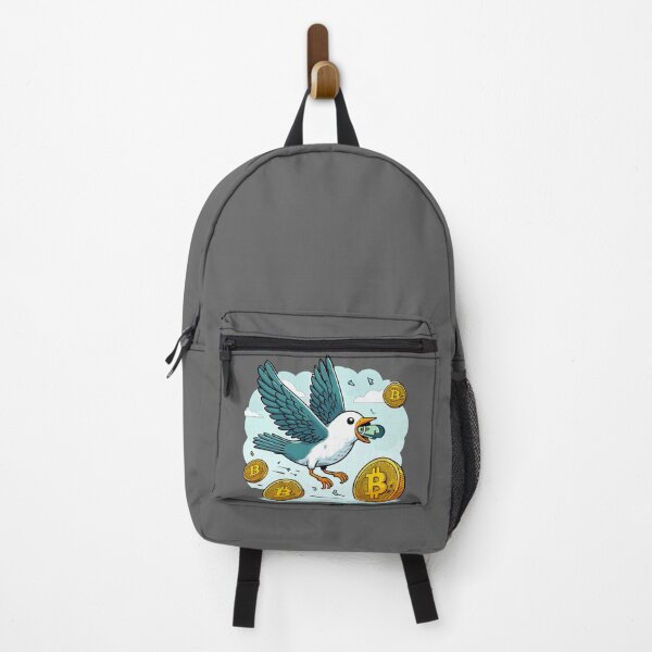 Item preview, A bird flying in the sky with a wad of dollar bills in its beak. designed and sold by CryptoFunMerch.