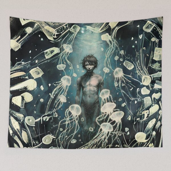 Item preview, Human-Mermaid Hybrid and Jellyfish - Desperate Boy designed and sold by MarinaFila.