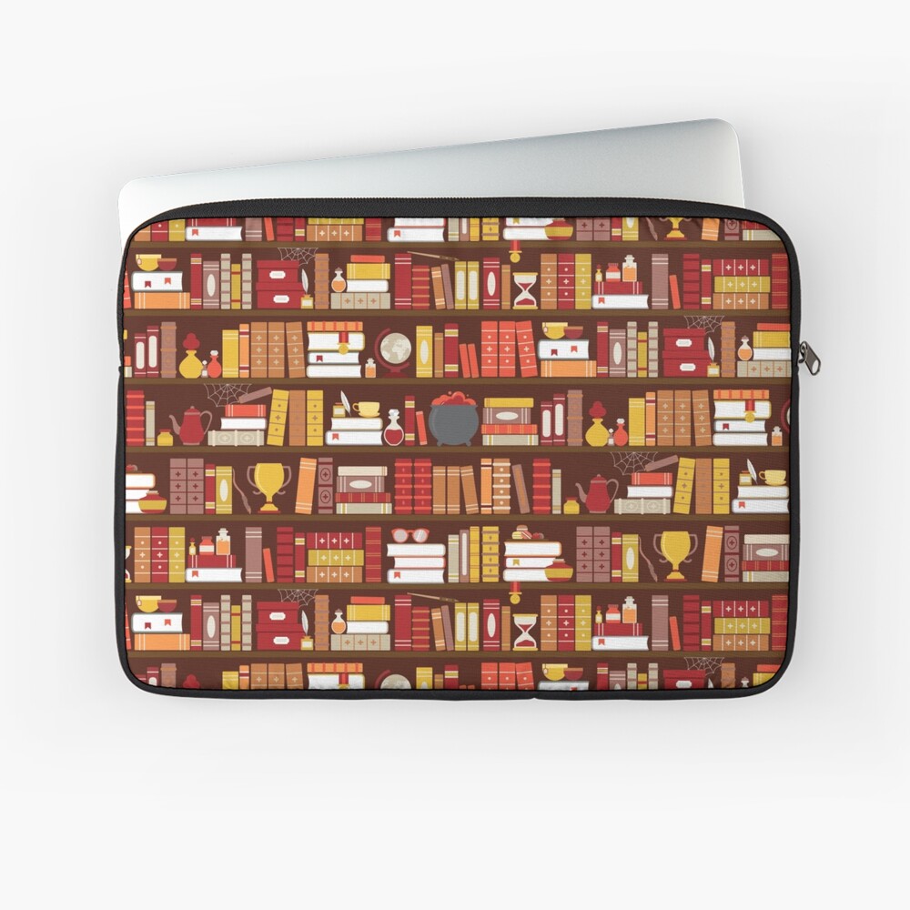 Book Case Pattern - Red and Gold Laptop Sleeve