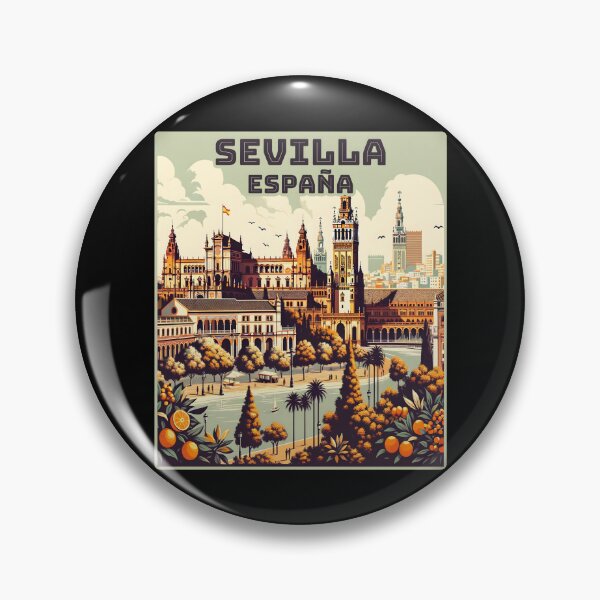 Artikelvorschau, Vintage Retro-Sevilla/Sevilla España Spanien Sehenswürdigkeiten Skyline. entworfen und verkauft von Unitepeople.