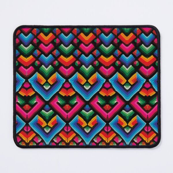 Item preview, Psychedelic texture dopamine decor geometric multicolor huichol fabric designed and sold by T-Mex.
