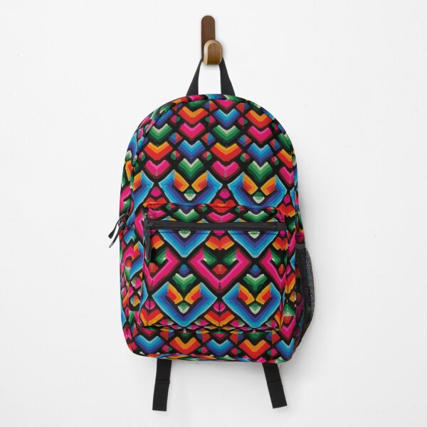 Item preview, Psychedelic texture dopamine decor geometric multicolor huichol fabric designed and sold by T-Mex.