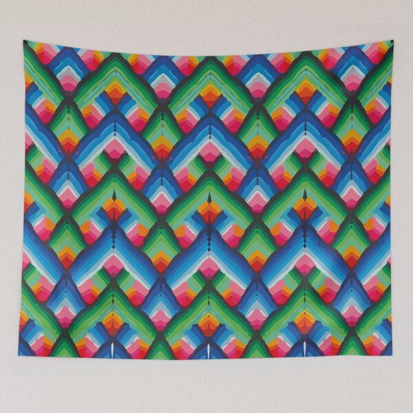Item preview, Green blue psychedelic chevron gradient huichol mexican folk art designed and sold by T-Mex.