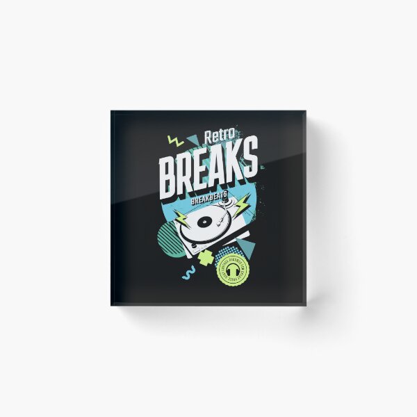 Item preview, BREAKBEAT  - Retro Breaks Turntable (white/blue/green) designed and sold by Discothreadz.