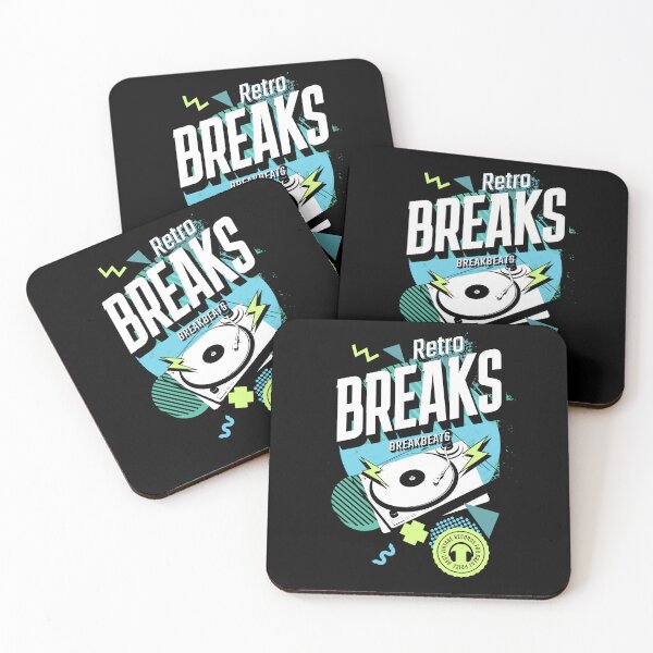 Item preview, BREAKBEAT  - Retro Breaks Turntable (white/blue/green) designed and sold by Discothreadz.