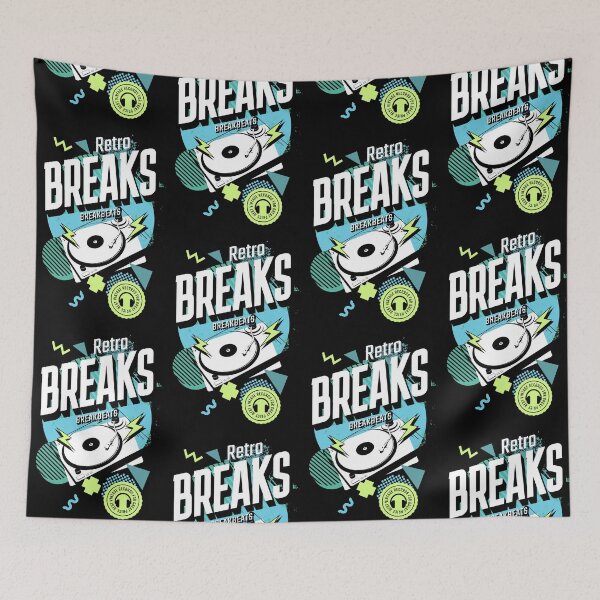 Item preview, BREAKBEAT  - Retro Breaks Turntable (white/blue/green) designed and sold by Discothreadz.