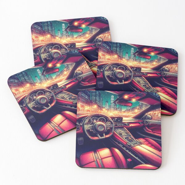Item preview, Sports Car Interior - City at Night designed and sold by AmberRoseWrites.