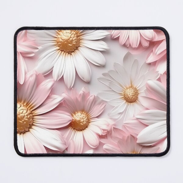 Item preview, 3 D Floral Pattern. Pastel Pink, Gold and White Daisy Flower designed and sold by MargaretFasDes.
