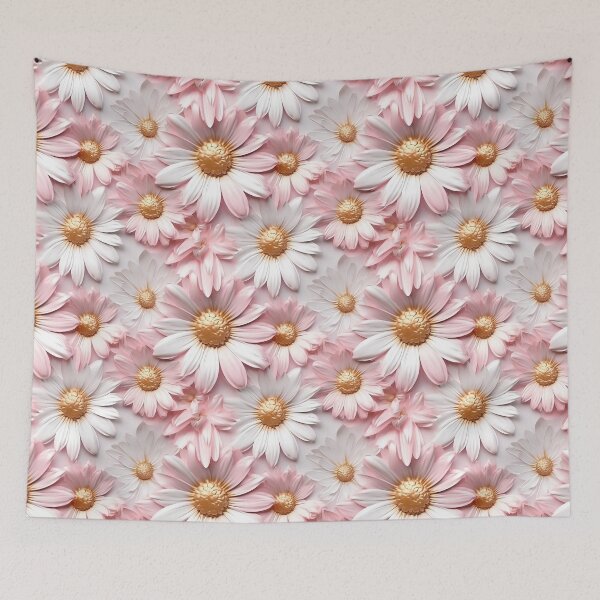 Item preview, 3 D Floral Pattern. Pastel Pink, Gold and White Daisy Flower designed and sold by MargaretFasDes.