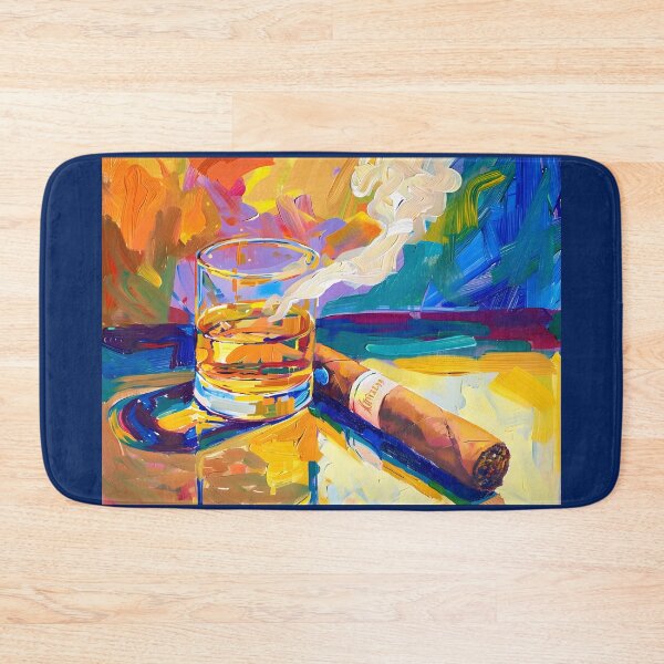 Item preview, Harmonious Contrasts- Bold Geometry Meets Expressive Brushstrokes in Cigar and Whiskey Artistry designed and sold by OlfactoART Studio.