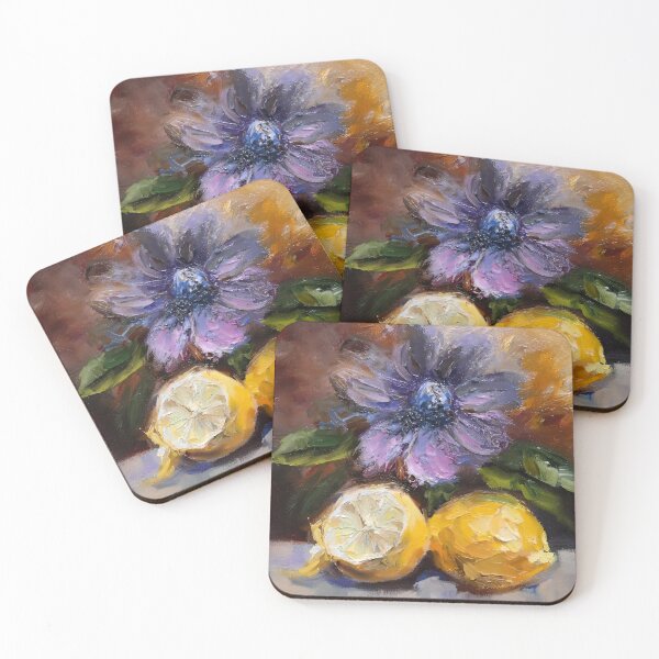 Item preview, Romantic Purple Flower And Lemons Oil Painting For Her designed and sold by Dariia Zhyrova.