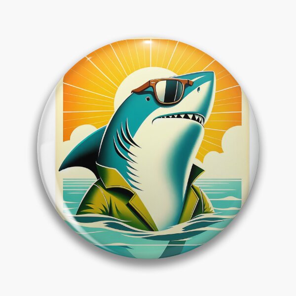 Item preview, Shark in Sunglasses Aloha Retro Hawaii Beach Jawsome  designed and sold by ArtFromBeyond.