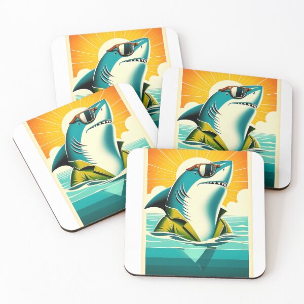 Item preview, Shark in Sunglasses Aloha Retro Hawaii Beach Jawsome  designed and sold by ArtFromBeyond.