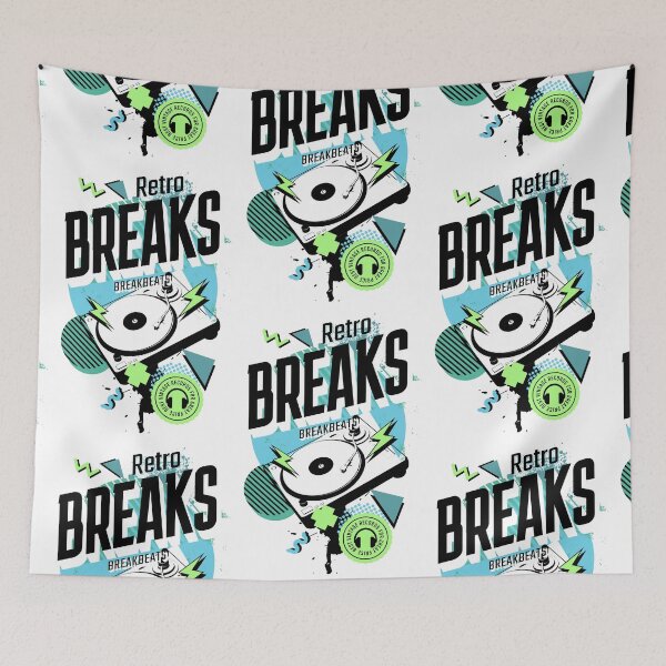 Item preview, BREAKBEAT  - Retro Breaks Turntable  (Black/blue/green)  designed and sold by Discothreadz.