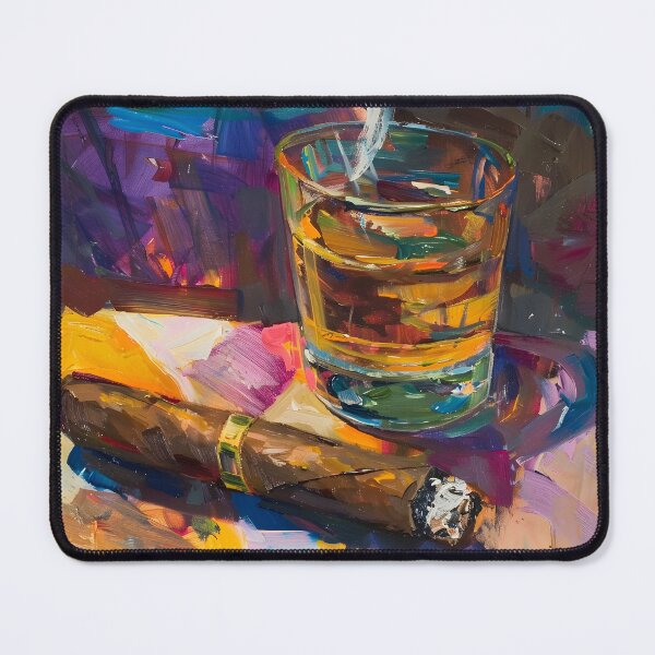 Artikelvorschau, Geometrische Harmonie – Eine Verschmelzung von Formen und Pinselstrichen in der Zigarren- und Whisky-Symphonie entworfen und verkauft von OlfactoART Studio.