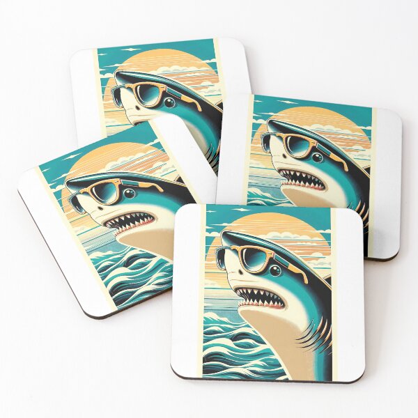 Item preview, Shark in Sunglasses Aloha Retro Hawaii Beach Jawsome  designed and sold by ArtFromBeyond.