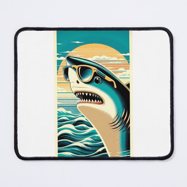 Item preview, Shark in Sunglasses Aloha Retro Hawaii Beach Jawsome designed and sold by ArtFromBeyond.