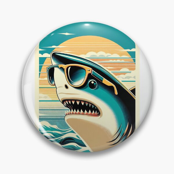 Item preview, Shark in Sunglasses Aloha Retro Hawaii Beach Jawsome  designed and sold by ArtFromBeyond.