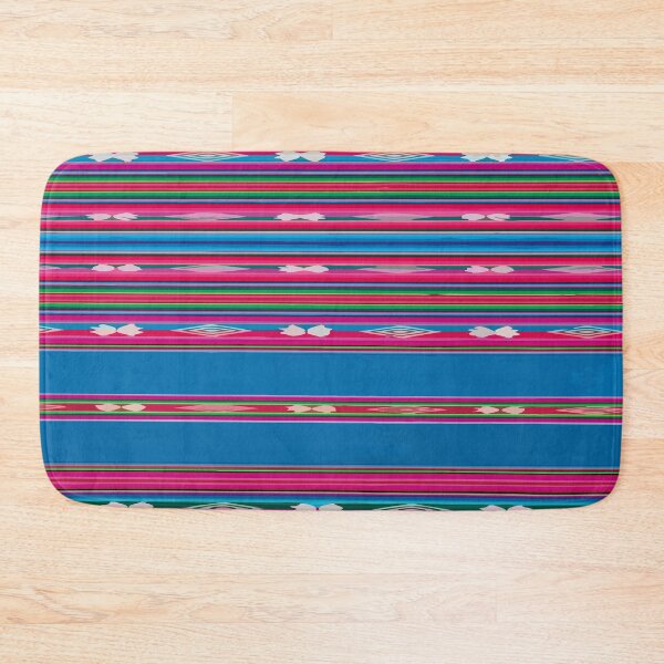 Item preview, Teal pink mexican embroidery mexican poncho stripes fabric vibrant decor designed and sold by T-Mex.