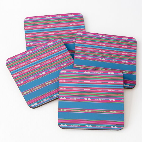 Item preview, Teal pink mexican embroidery mexican poncho stripes fabric vibrant decor designed and sold by T-Mex.