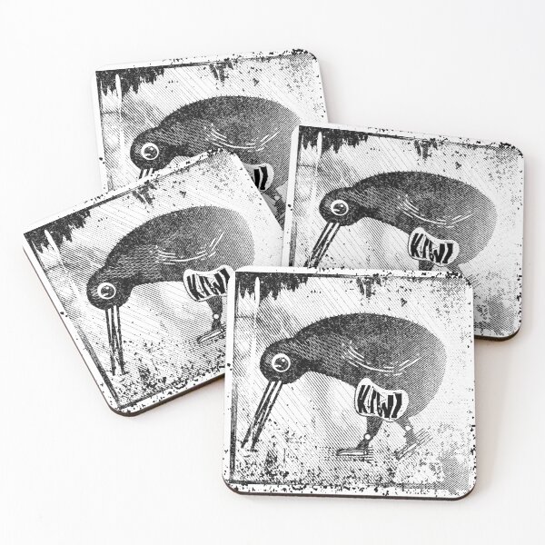 Item preview, Kiwi bird wood print style designed and sold by piedaydesigns.