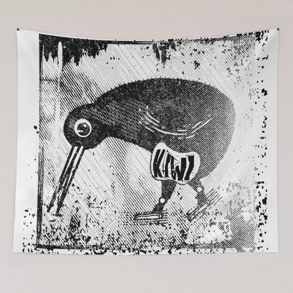 Item preview, Kiwi bird wood print style designed and sold by piedaydesigns.