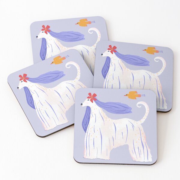 Item preview, Cute Afghan Hound with flower and bird friend designed and sold by Kathy Osborne Studio.