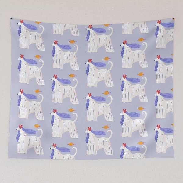Item preview, Cute Afghan Hound with flower and bird friend designed and sold by Kathy Osborne Studio.