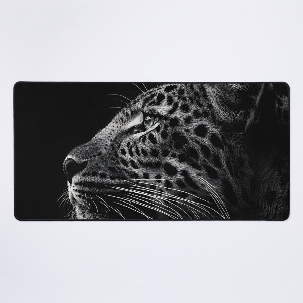 Item preview, stunning black and white leopard profile print designed and sold by dcrc.