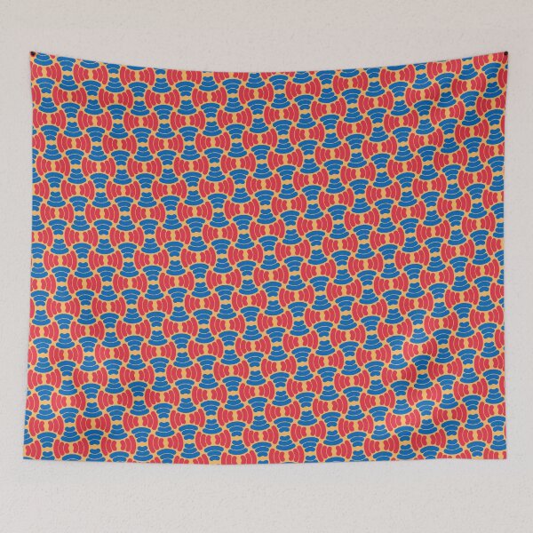 Item preview, Red & Blue Concentric Circles Enduring Bright Orange Stencils designed and sold by Alchemy-A-La-G.