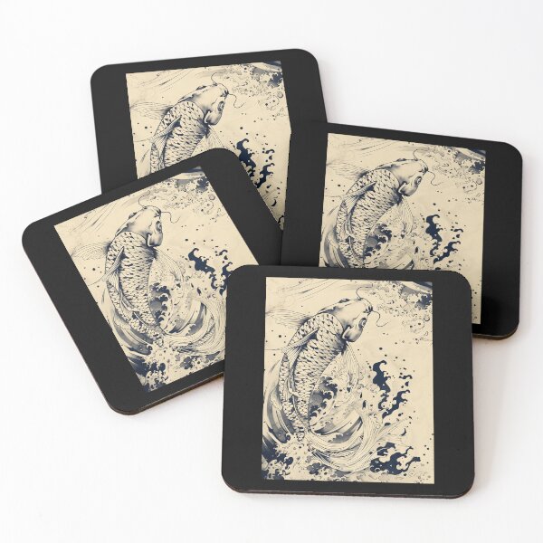 Item preview, Ink-style koi fish designed and sold by GobbleGoblin.