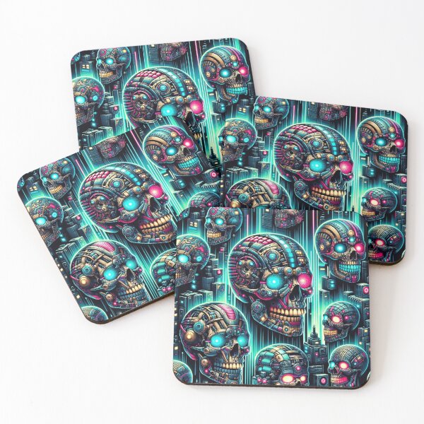 Item preview, Cyberpunk Skulls Print Pattern designed and sold by PinUpPizzazz.