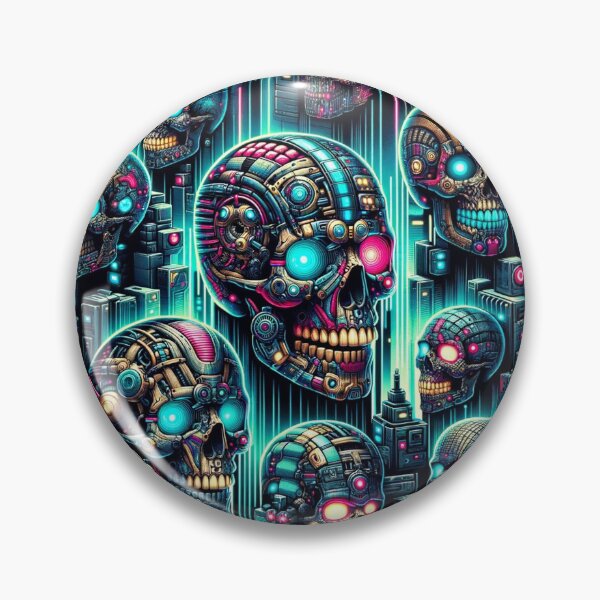 Item preview, Cyberpunk Skulls Print Pattern designed and sold by PinUpPizzazz.