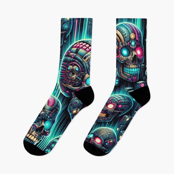 Item preview, Cyberpunk Skulls Print Pattern designed and sold by PinUpPizzazz.