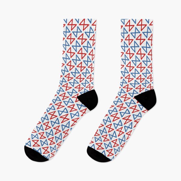 Item preview, Red & Blue Triangle Figure Eight Enduring White Stencils designed and sold by Alchemy-A-La-G.