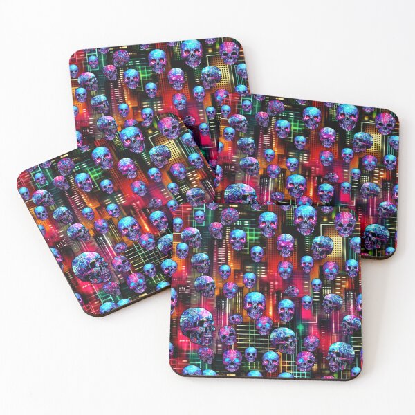 Item preview, Cyberpunk Skulls Pattern Print designed and sold by PinUpPizzazz.