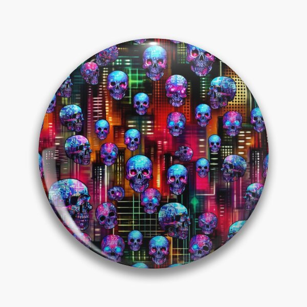Item preview, Cyberpunk Skulls Pattern Print designed and sold by PinUpPizzazz.