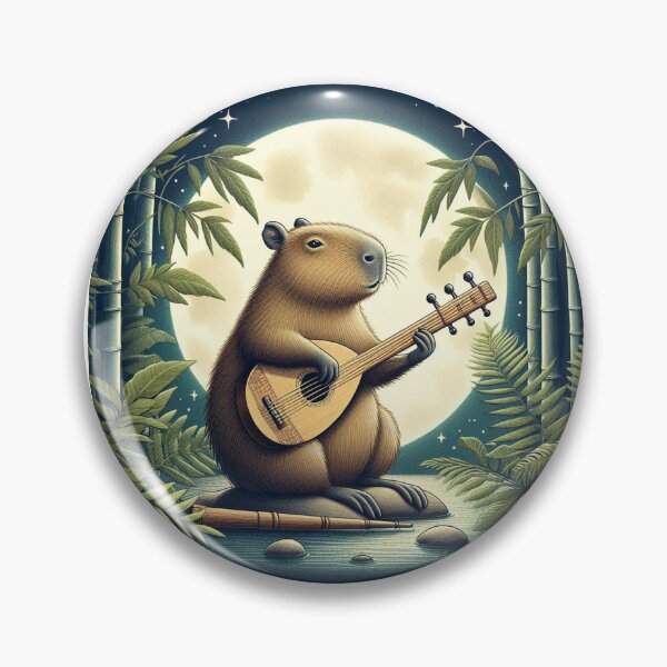 Item preview, Capy Plays Instruments Under the Moonlight4 designed and sold by Capybara Art Lover.