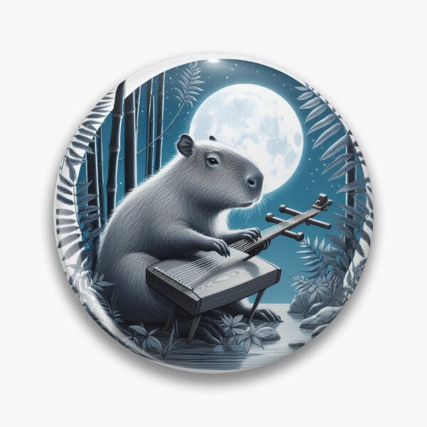 Item preview, Capy Plays Instruments Under the Moonlight5 designed and sold by Capybara Art Lover.