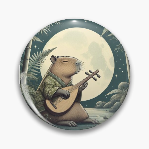 Item preview, Capy Plays Instruments Under the Moonlight6 designed and sold by Capybara Art Lover.