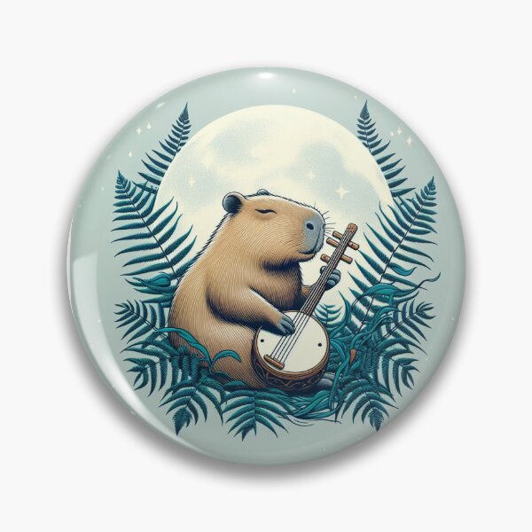 Item preview, Capy Plays Instruments Under the Moonlight8 designed and sold by Capybara Art Lover.