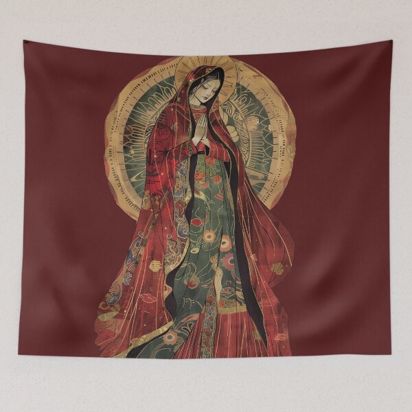 Item preview, "Modern Japanese Art Pattern: Our Lady of Guadalupe" designed and sold by 33wolvesdesigns.