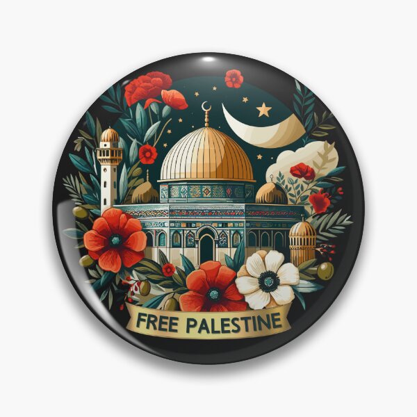 Item preview, Free Palestine Dome of The Rock Al Aqsa Olives Poppy Flowers Olive Tree designed and sold by Slice Of Seed.