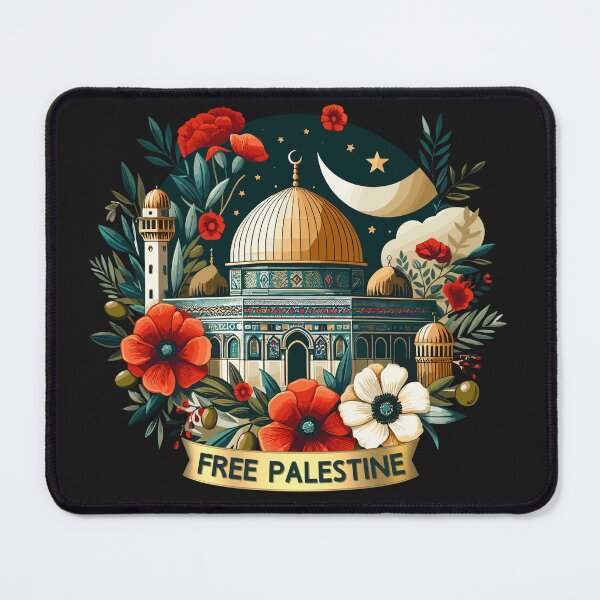 Item preview, Free Palestine Dome of The Rock Al Aqsa Olives Poppy Flowers Olive Tree designed and sold by Slice Of Seed.