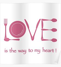 Inscription LOVE from cutlery. Poster