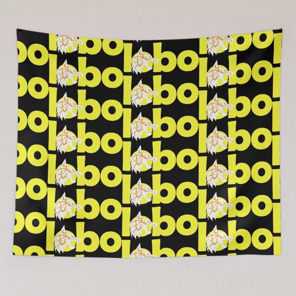 Item preview, White wolf with orange eyes and yellow letters designed and sold by the Zarock Shop.