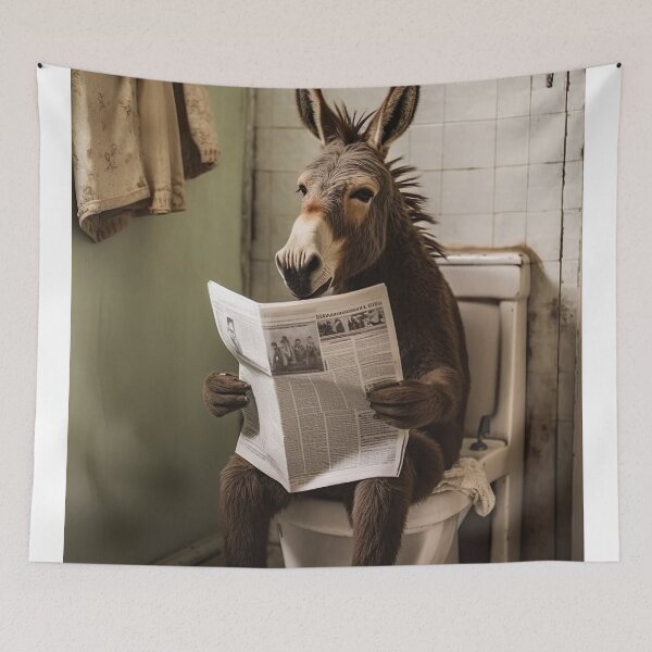 Item preview, Donkey Sitting on the Toilet Reading a Newspaper designed and sold by RobertoGreen.
